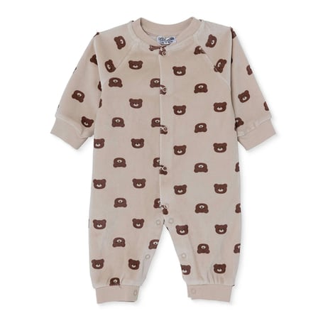 HelloBaby Erkek Bebek Kadife Tulum Hayvan Baskılı Çıtçıtlı Bisiklet Yaka Uzun Kol Patiksiz