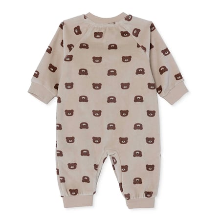 HelloBaby Erkek Bebek Kadife Tulum Hayvan Baskılı Çıtçıtlı Bisiklet Yaka Uzun Kol Patiksiz
