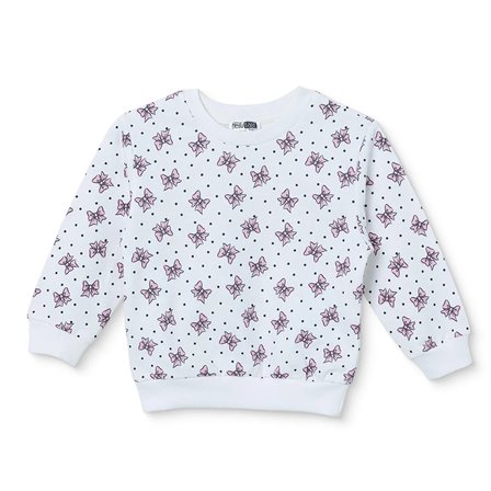 HelloBaby Kız Bebek Sweatshirt Fiyonk Baskılı Bisiklet Yaka Long Sleeve