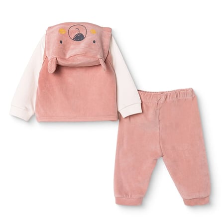 HelloBaby Kız Bebek Sweatshirt-Yelek-Alt Ayı Baskılı Çıtçıtlı Kapüşonlu Uzun Kol Patiksiz