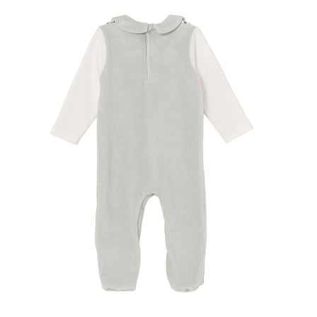 HelloBaby Erkek Bebek Kadife Tulum Araba Baskılı Düğmeli Gömlek Yaka Uzun Kol Patikli