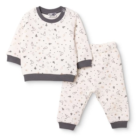 HelloBaby Kız Bebek Sweatshirt-Alt Uzay Baskılı Çıtçıtlı Bisiklet Yaka Uzun Kol Ribanalı