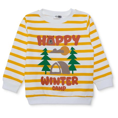 HelloBaby Erkek Bebek Sweatshirt Kamp Baskılı Bisiklet Yaka Uzun Kol