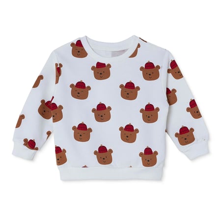 HelloBaby Erkek Bebek Sweatshirt Ayı Baskılı Bisiklet Yaka Long Sleeve