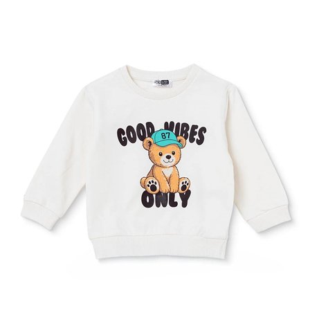 HelloBaby Erkek Bebek Sweatshirt Ayı Baskılı Bisiklet Yaka Uzun Kol