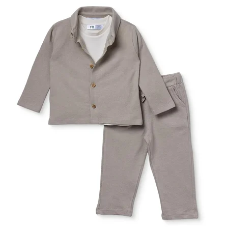 Mothercare Erkek Bebek Gömlek-Tişört-Pantolon Düğmeli Polo Yaka Uzun Kol Reçme