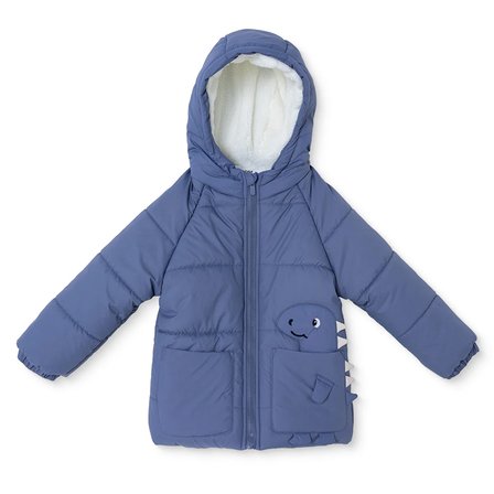 Midimod Erkek Bebek Mont Dinozor Baskılı Fermuarlı Kapüşonlu Long Sleeve
