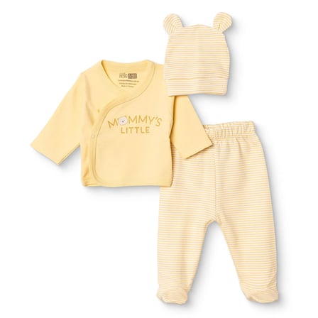 HelloBaby Erkek Bebek Zıbın-Şapka-Alt Hayvan Baskılı Çıtçıtlı V Yaka Uzun Kol Patikli