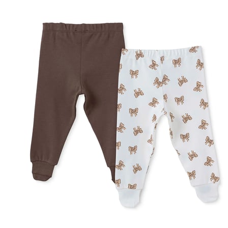 HelloBaby Kız Bebek 2li Pantolon Fiyonk Baskılı Çoraplı