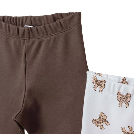 HelloBaby Kız Bebek 2li Pantolon Fiyonk Baskılı Çoraplı