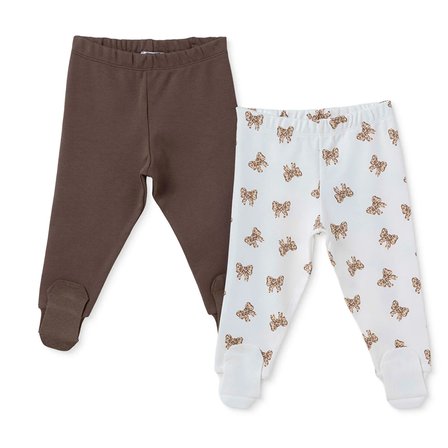 HelloBaby Kız Bebek 2li Pantolon Fiyonk Baskılı Çoraplı