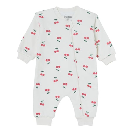 HelloBaby Kız Bebek Uyku Tulumu Kiraz Baskılı Fermuarlı Bisiklet Yaka Uzun Kol Ribanalı
