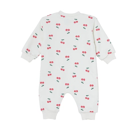 HelloBaby Kız Bebek Uyku Tulumu Kiraz Baskılı Fermuarlı Bisiklet Yaka Uzun Kol Ribanalı