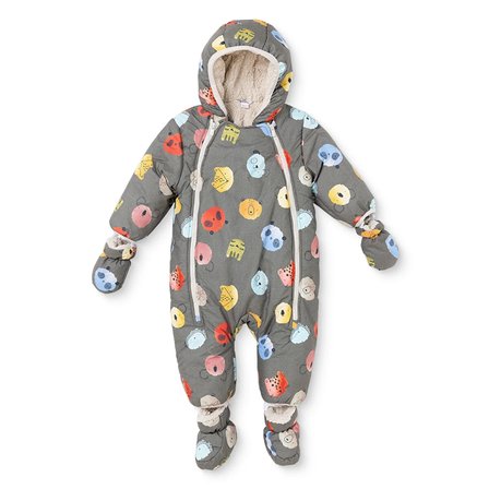 Midimod Erkek Bebek Astronot Tulum Hayvan Baskılı Fermuarlı Kapüşonlu Long Sleeve Lastikli