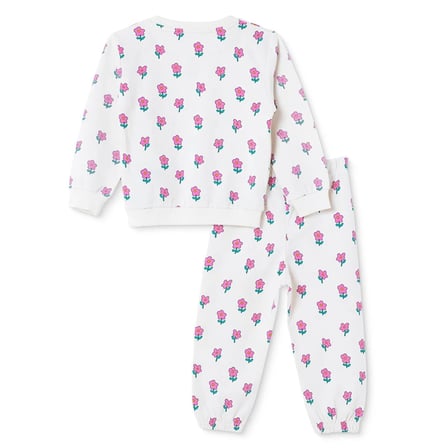 HelloBaby Kız Bebek Eşofman Takımı Çiçek Baskılı Bisiklet Yaka Uzun Kol Lastikli