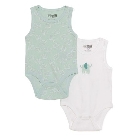 HelloBaby Erkek Bebek 2li Body Hayvan Baskılı Çıtçıtlı Bisiklet Yaka Atlet