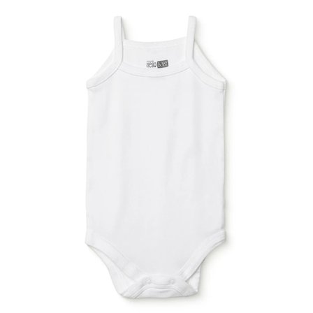 HelloBaby Unisex Beyaz Body Çıtçıtlı Bisiklet Yaka İp Askılı Beyaz