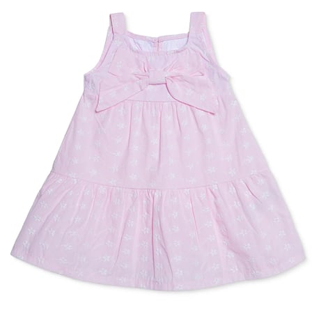 HelloBaby Kız Bebek Elbise Fiyonk Baskılı Modelli Yaka İp Askılı