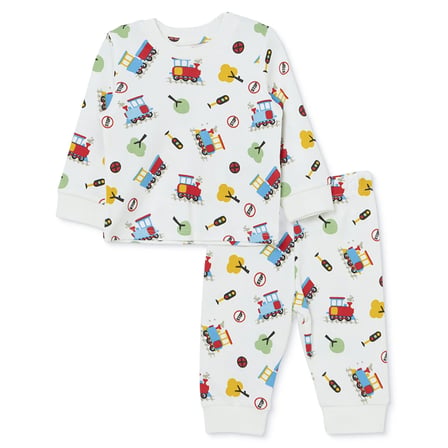 HelloBaby Erkek Bebek Pijama Takımı Taşıtlar Baskılı Çıtçıtlı Bisiklet Yaka Uzun Kol Ribanalı