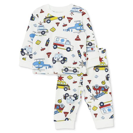 HelloBaby Erkek Bebek Pijama Takımı Taşıtlar Baskılı Bisiklet Yaka Uzun Kol Reçme