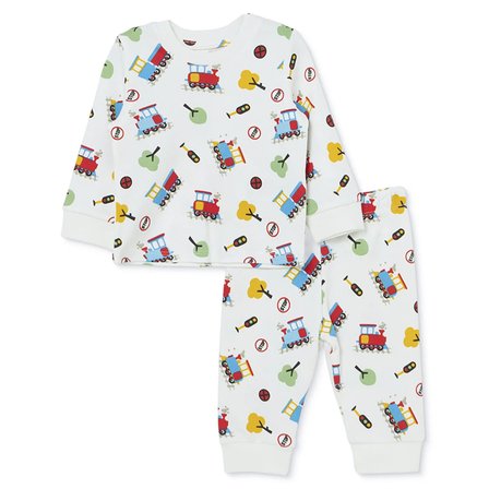 HelloBaby Erkek Bebek Pijama Takımı Taşıtlar Baskılı Çıtçıtlı Bisiklet Yaka Uzun Kol Ribanalı