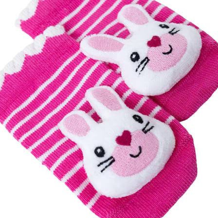 HelloBaby Kız Bebek Oyuncaklı Çorap Hayvan Baskılı