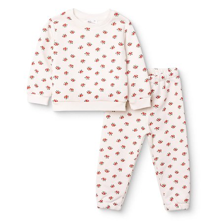HelloBaby Kız Bebek Eşofman Takımı Çiçek Baskılı Bisiklet Yaka Uzun Kol Lastikli