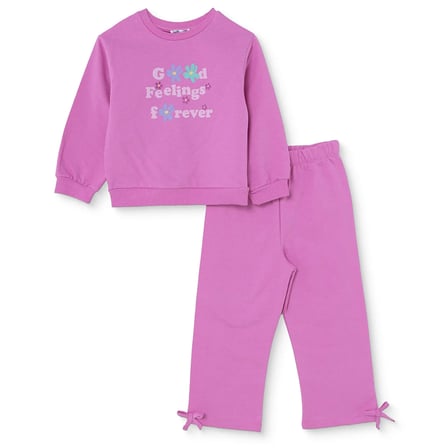 HelloBaby Kız Bebek Eşofman Takımı Çiçek Baskılı Bisiklet Yaka Uzun Kol Lastikli