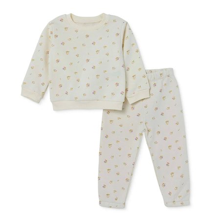 HelloBaby Kız Bebek Eşofman Takımı Çiçek Baskılı Bisiklet Yaka Uzun Kol Lastikli