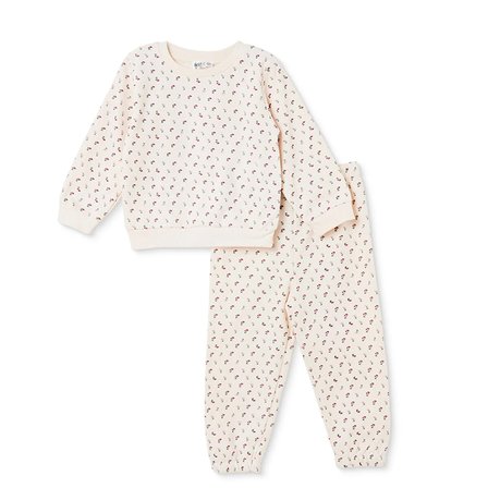 HelloBaby Kız Bebek Eşofman Takımı Çiçek Baskılı Bisiklet Yaka Uzun Kol Lastikli