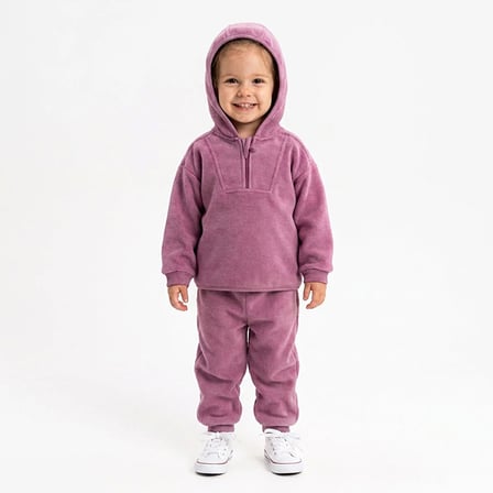 HelloBaby Kız Bebek Eşofman Takımı Fermuarlı Kapüşonlu Uzun Kol Lastikli