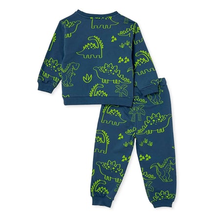 HelloBaby Erkek Bebek Eşofman Takımı Hayvan Baskılı Bisiklet Yaka Long Sleeve Ribanalı
