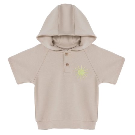 Mothercare Erkek Bebek Tişört-Şort Güneş Baskılı Düğmeli Kapüşonlu Kısa Kol Reçme