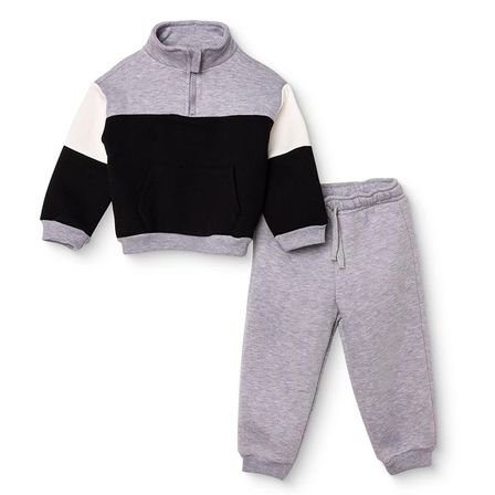 HelloBaby Erkek Bebek Eşofman Takımı Bisiklet Yaka Long Sleeve Ribanalı