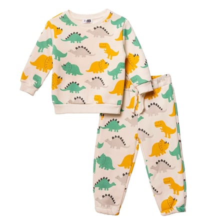 HelloBaby Erkek Bebek Eşofman Takımı Hayvan Baskılı Bisiklet Yaka Long Sleeve Ribanalı