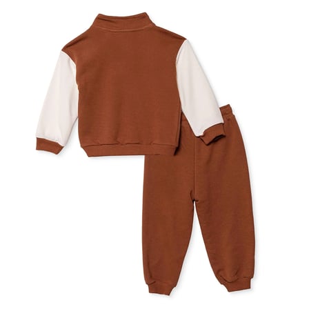 HelloBaby Erkek Bebek Eşofman Takımı Ayı Baskılı Fermuarlı Bisiklet Yaka Uzun Kol Ribanalı