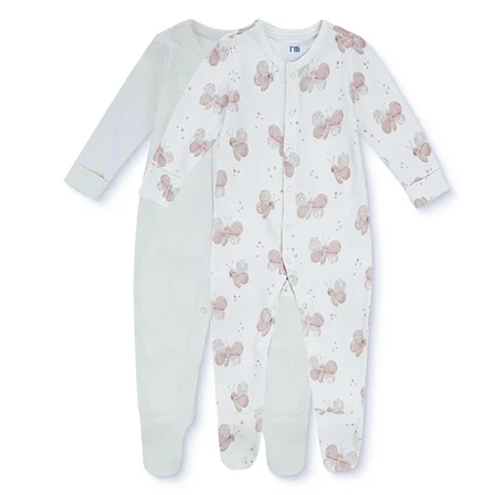 Mothercare Kız Bebek Tulum Kelebek Baskılı Çıtçıtlı Bisiklet Yaka Long Sleeve Patikli