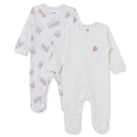 Mothercare Kız Bebek Tulum Kelebek Baskılı Çıtçıtlı Bisiklet Yaka Long Sleeve Patikli