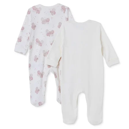 Mothercare Kız Bebek Tulum Kelebek Baskılı Çıtçıtlı Bisiklet Yaka Long Sleeve Patikli