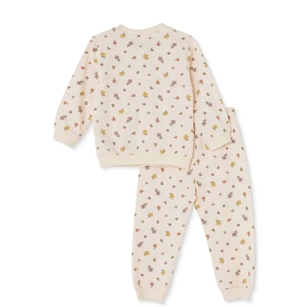 HelloBaby Kız Bebek Eşofman Takımı Çiçek Baskılı Fermuarlı Modelli Yaka Uzun Kol Lastikli