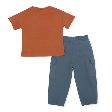 Mothercare Erkek Bebek Tişört-Pantolon Bağcıklı Gömlek Yaka Uzun Kol Reçme