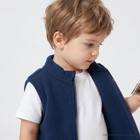 HelloBaby Erkek Bebek Polar Yelek Fermuarlı Dik Yaka Atlet
