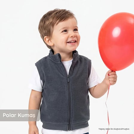 HelloBaby Erkek Bebek Polar Yelek Fermuarlı Dik Yaka Atlet