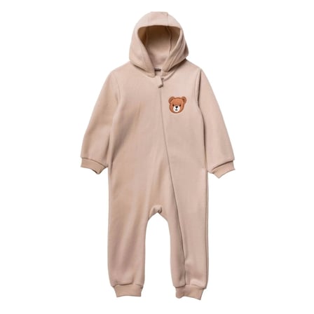 HelloBaby Erkek Bebek Polar Tulum Ayı Baskılı Fermuarlı Kapüşonlu Uzun Kol Ribanalı