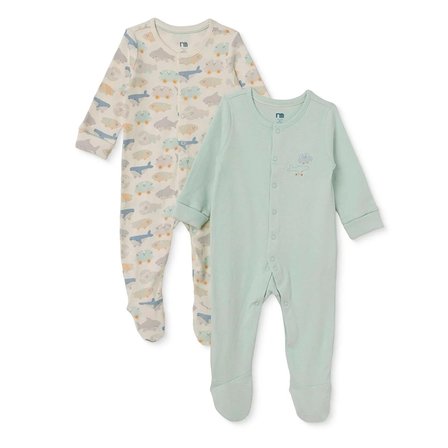 Mothercare Erkek Bebek Tulum Hayvan Baskılı Çıtçıtlı Bisiklet Yaka Long Sleeve Patikli