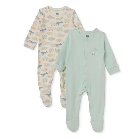 Mothercare Erkek Bebek Tulum Hayvan Baskılı Çıtçıtlı Bisiklet Yaka Long Sleeve Patikli