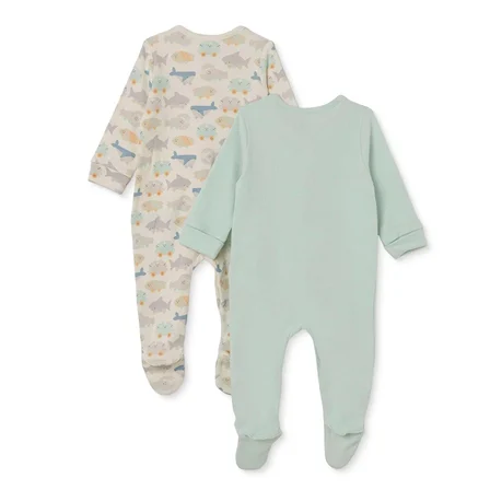 Mothercare Erkek Bebek Tulum Hayvan Baskılı Çıtçıtlı Bisiklet Yaka Long Sleeve Patikli