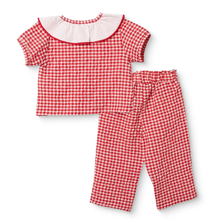 Mothercare Kız Bebek Bluz-Pantolon Düğmeli Bebe Yaka Kısa Kol Lastikli