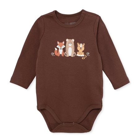 HelloBaby Erkek Bebek Body Hayvan Baskılı Çıtçıtlı Çıtçıtlı Yaka Uzun Kol