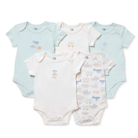Mothercare Erkek Bebek 5li Body Hayvan Baskılı Çıtçıtlı Zarf Yaka Long Sleeve